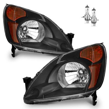 Imagem de Vizotae Conjunto de faróis para substituição de farol de halogênio Honda CR-V 2002 2003 2004, farol alto/baixo com lâmpadas, lado do motorista e do passageiro