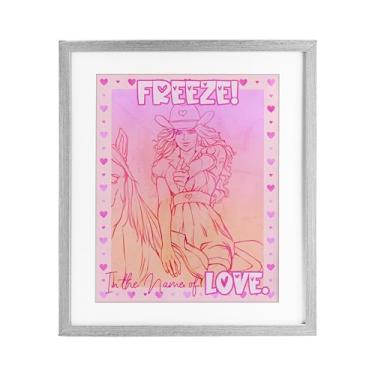 Imagem de Stupell Industries Freeze Name Of Love Cowgirl Impressão emoldurada cinza sob vidro, design de Ziwei Li, 40,6 x 33,5 cm