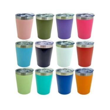 Imagem de Mini Copo Cuia Térmico 360ml Em Inox Com Tampa Acrílica personalizado 