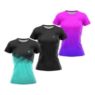 Imagem de Kit 3 Blusa Feminina Fitness Roupa Academia Treino Ginástica - Efect, 