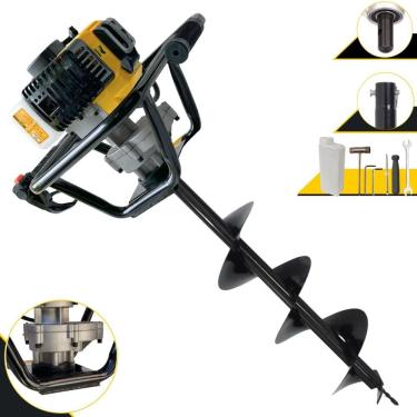 Imagem de Perfurador de Solo Lynus PSL-517 À Gasolina Motor 2T 52cc 1,8HP Profissional de Alta Rotação e Performance Com Broca 80x20cm