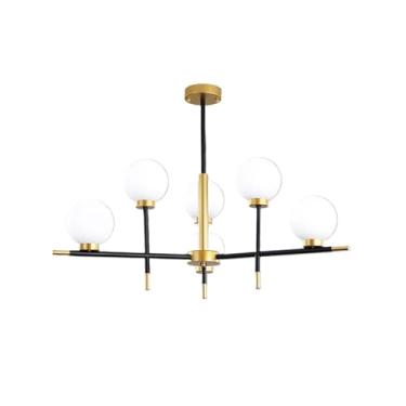 Imagem de Lustre de vidro globo de meados do século, lustre nórdico de vidro branco leitoso, luminária pendente criativa para cozinha, ilha, restaurante, sala de jantar, sala de estar, quarto (tamanho