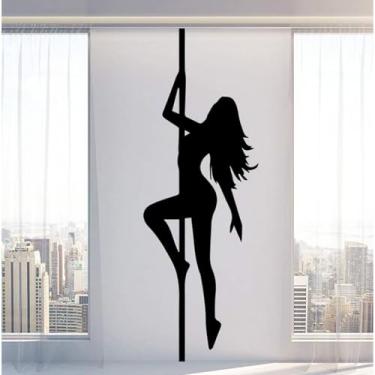 Imagem de Adesivo de parede Pole Dance Girls Hair Salon Wall Decals Sexy Woman Wall Mural DIY Beauty Salon Hot Long Hair Girl Posters tall180CM