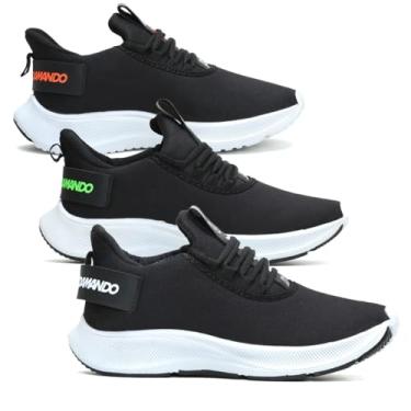 Imagem de Kit 3 Pares Tenis Masculino Esportivo Leve Super Confortavel Corrida Academia (PTO/LAR-PTO/VER-PTO/BCO, BR, Adulto, Numérico, 43)