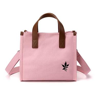 Imagem de CORIOS Bolsa de ombro feminina de lona, bolsa transversal, multifuncional, alça superior, casual, rosa