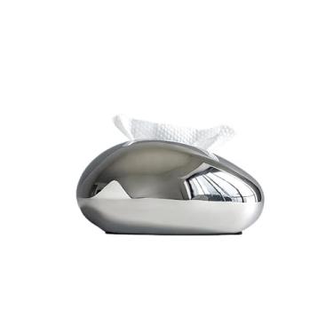 Imagem de porta-lenços Caixa de lenços de cerâmica de luxo para sala de estar, enfeites de mesa de centro, dispensador criativo de guardanapos faciais(Silver)