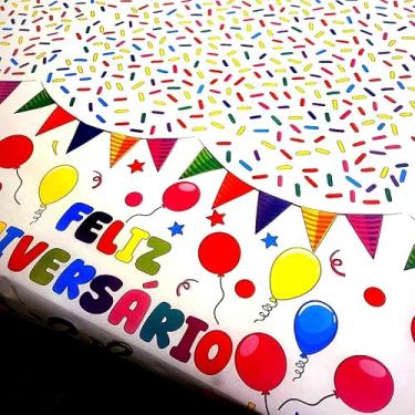 Imagem de TNT Estampado Toalha Feliz Aniversario 5.00m X 1,40m