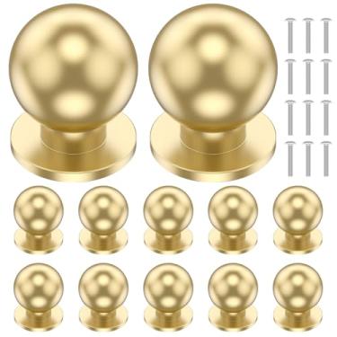 Imagem de Puxadores de armário de alumínio dourado com parafusos, puxadores de armário de orifício único, puxadores redondos de armário de cozinha para gavetas de cômoda