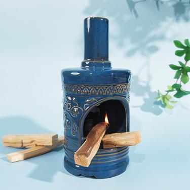 Imagem de Mougigi Queimador Palo Santo de cerâmica para pássaros e flores – Chiminé elegante para sálvia, cones de incenso e velas, perfeito para meditação, ioga, altar e decoração de casa – Fácil de limpar