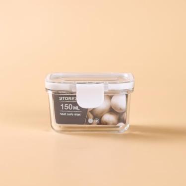 Imagem de Conjunto 3 Potes Herméticos Retangulares - Transparente com Branco | 50ml, 150ml e 350ml | Vedação com Travas Laterais, Empilháveis e Atóxicos