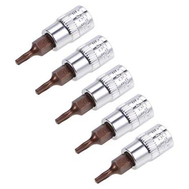 Imagem de uxcell 5 peças de 1/10.2 cm x soquete Torx Bit T10, brocas de aço S2, soquetes CR-V, comprimento de 38 mm, uso com chave catraca, barra deslizante, haste de extensão