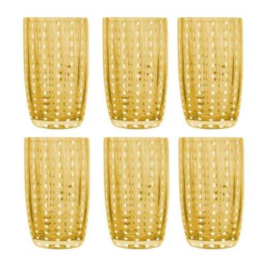 Imagem de Kit 6 Copos Alto de Vidro para Água Sucos e Refrigerante Orquídea Âmba