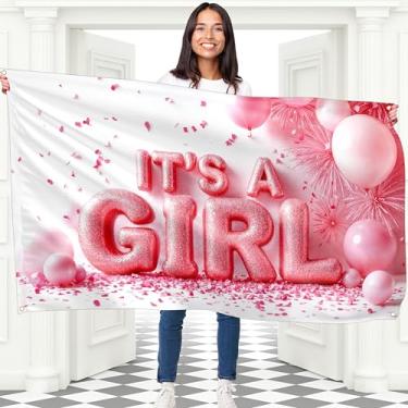 Imagem de Faixa It's a Girl - Faixa Welcome Baby Girl 1,5 x 0,9 m - Decorações doces para chá de bebê ou festa de revelação de gênero