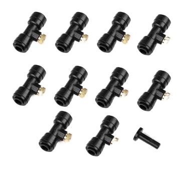 Imagem de XMGKMN Fácil de instalar 1/4 plugue de bocal de plugue rápido preto bocal de atomização de latão de baixa pressão acessórios conjunto de resfriamento externo (tamanho: 1 bocal 1 bocal 1 plugue)