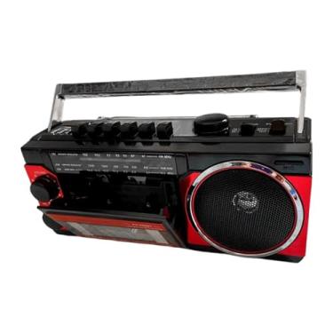 Imagem de KiBcsLic Rádio toca-fitas gravadores compactos multifuncionais alto-falante embutido com alça design retrô para parques ao ar livre