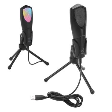 Imagem de Sanpyl Microfone USB para Jogos para PC, Microfone Condensador RGB para Computador Com Suporte de tripé Ajustável, Cancelamento de Ruído, para Gravação de Streaming de Podcasting