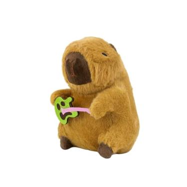 Imagem de Pelúcia Capivara 25cm com Acessórios – Antialérgico, Lavável, Com Zíper e Som (GUITARRA VERDE)