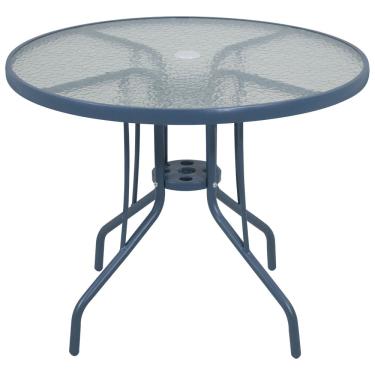 Imagem de Mesa para Jardim com Tampo de Vidro Redonda Noronha Bel - Cinza