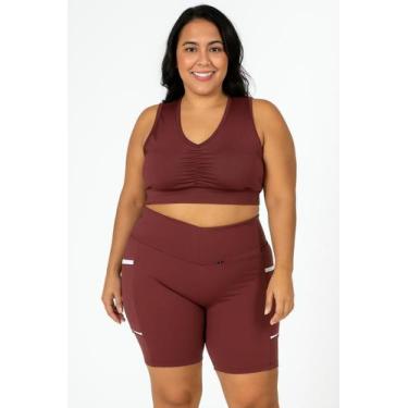 Imagem de Conjunto Fitness Plus Size Feminino Treino Academia Top Sem Bojo + Sho