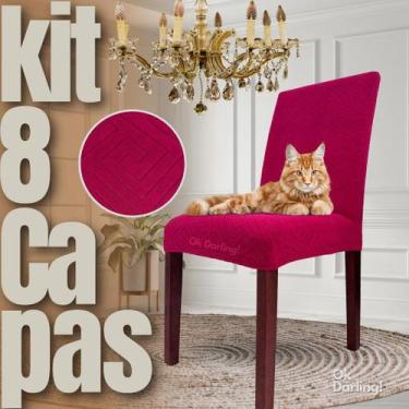 Imagem de Kit 8 Capas de Cadeira Linha Gold Anti Gato Egípcia - Vermelho Bordô -