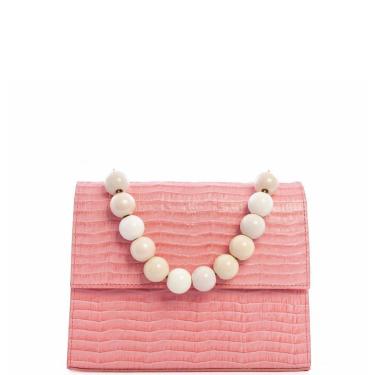 Imagem de Bolsa Tiracolo Pequena Leopoldine Rosa em Couro Legítimo-Feminino