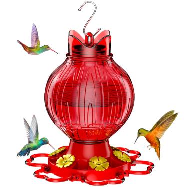 Imagem de Alimentador de beija-flor para ambientes externos, alimentador de beija-flor suspenso de 737 g com 6 portas de alimentação e poleiros, com fosso de formiga, alimentador de pássaros para decoração de