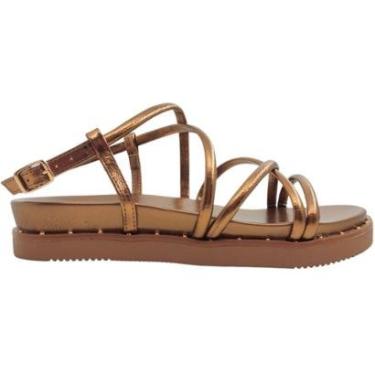 Imagem de Sandália Feminina Papete Flatform Casual Dia a Dia Passeio Trabalho Metalizada Conforto Via Marte 16-Feminino