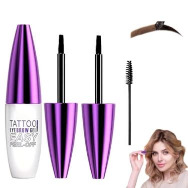Imagem de Gel de sobrancelha de tatuagem fácil de descascar, gel de sobrancelha fácil de descascar - à prova d'água e à prova de suor, 2 peças de creme preto para sobrancelhas, gel de tatuagem para todos os