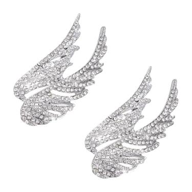 Imagem de WADORN Broche de asa de anjo, alfinetes, colar de strass, alfinetes de lapela de asas de cristal, para festa de casamento, joias, Natal, aniversário, aniversário, decoração, presentes, homens