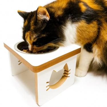 Imagem de Comedouro Eletavo PET, tigela para alimentação de gatos e cachorros, pote ergometrico para ração e agua (Rostinho de gato)