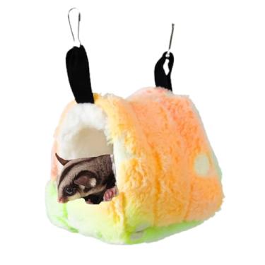 Imagem de Copfeu Rede de algodão para porquinho-da-índia para ratos, ninho de hamster colorido, gaiola de esconderijo quente para animais pequenos, papagaio, furão (colorido, pequeno)