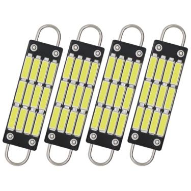 Imagem de QAUBEN Lâmpada LED 1,73" rígida Festoon 44mm 561 branca 7020 chips 12SMD mapa interior do carro cúpula porta lateral luzes de cortesia 211-2 212-2 214-2 562 567 564, 12V 1W 6000-6500K (pacote com 4)