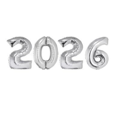 Imagem de Balão Personalizado Ano Novo 2026 Kit Com 4 Números 40Cm (Prata)