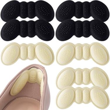 Imagem de 4 pares de almofadas de salto para sapatos muito grandes, inserções de calcanhar para sapatos com pontos de gel antiderrapantes, protetores de calcanhar, almofadas confortáveis de salto alto para