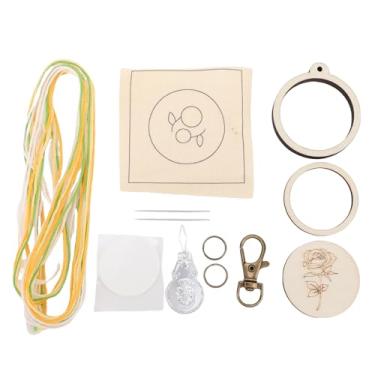 Imagem de Haofy Kit de Chaveiro de Bordado, Material de Madeira Compensada de álamo, Teclado Artesanal para Sacolas, Chaves, Telefones, Padrões Simples, Bordados Fáceis para Iniciantes, Projeto