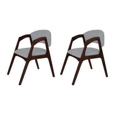 Imagem de Conjunto Com 2 Cadeiras De Jantar Estofada Gabriela Castanho Linho Cinza