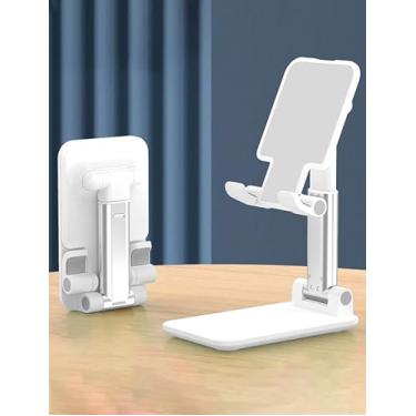 Imagem de Suporte de mesa para celular para iPhone, iPad, Xiaomi, ajustável, suporte universal para tablet (branco)