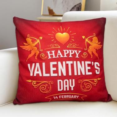 Imagem de Almofada decorativa de pelúcia macia para o Dia dos Namorados, presente romântico para casais, vermelho