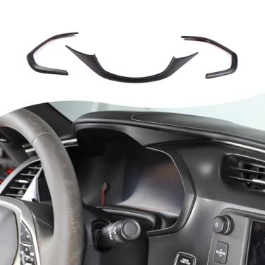 Imagem de Aotumcer Capa de acabamento de borda de painel interior, compatível com acessórios de acabamento de tampa de velocímetro eletrônico para carro Corvette C7 2014-2019, 3 peças de tiras de acabamento de