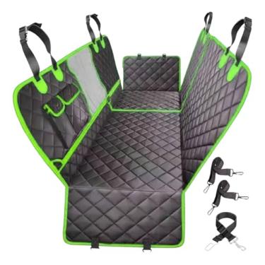 Imagem de Capa Protetora de Banco Impermeável para Cães Pet Carro Assento Traseiro com Alças Ajustáveis e Abertura para Cinto Verde