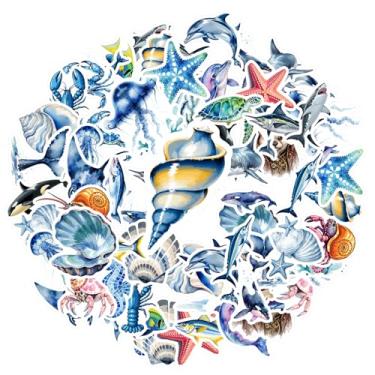 Imagem de 35 peças animais marinhos animais marinhos animais marinhos brinquedos à prova d'água grafite realista adesivos de animais para notebook, bagagem, celular, copo faça você mesmo, telefone, guitarra