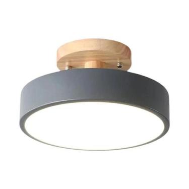 Imagem de Luminária De Teto Redonda De Madeira, Iluminação Industrial Nórdica Pa