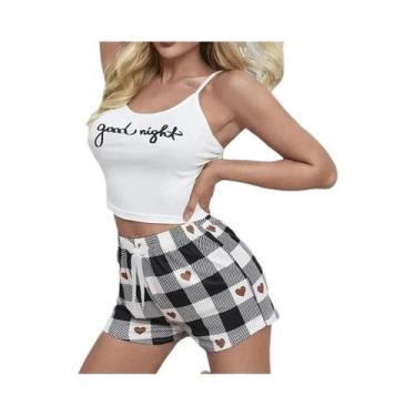 Imagem de Conjunto De Pijama Feminino De Verão Sexy Com Camisola Estampada E Sho
