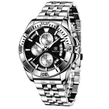 Imagem de Relógio Masculino De Pulso Quartzo Em Aço Inoxidável Esportivo à Prova D´agua Preto