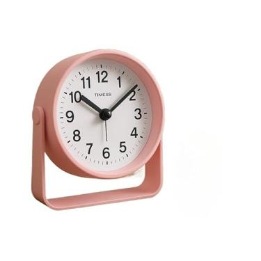 Imagem de Relogio de Parede, Relógio Despertador Analógico Moderno Gira 360 Graus - com Pilhas, 10×10cm, Estilo Vintage(ROSA)