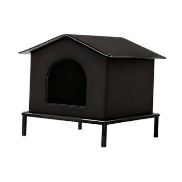 Imagem de Fenteer Casa para gatos ao ar livre, tenda para gatos, casa para animais de estimação, abrigo para gatinhos para o inverno, jardim comunitário, pátio, Preto, L