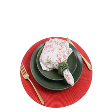 Imagem de 4 Unidades Redondo Jantar Para Mesa Posta Descanso De Prato(Vermelho)