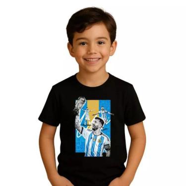 Imagem de Camiseta Infantil 100 Algodão Lionel Messi Goat Futebol Tamanho 2 ao 1