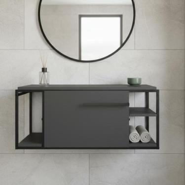 Imagem de Gabinete Suspenso para Banheiro 80cm Paricel 1 Porta - Placa e Ponto