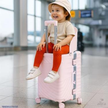 Imagem de Mala Viagem Média Assento Infantil ABS Giro 360 de 11 a 23kg - Rosa - 